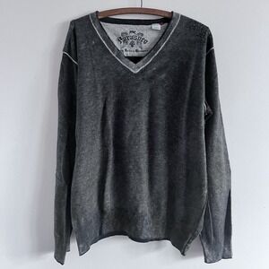 Parasuco Men's Wool Blend Sweater XXL V-neck‎ distressed gray